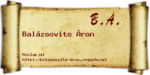 Balázsovits Áron névjegykártya