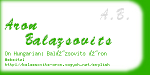 aron balazsovits business card